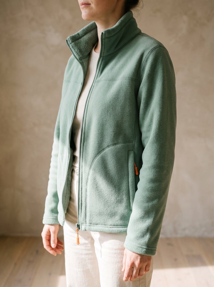 The Bee Jacket in Green, worn — front view