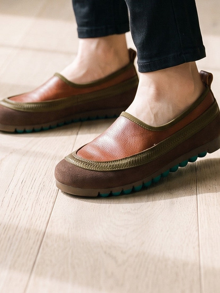 The Georgie Loafer in Brown — the shoe close, worn